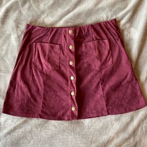 Maroon/burgundy, valore button up skirt